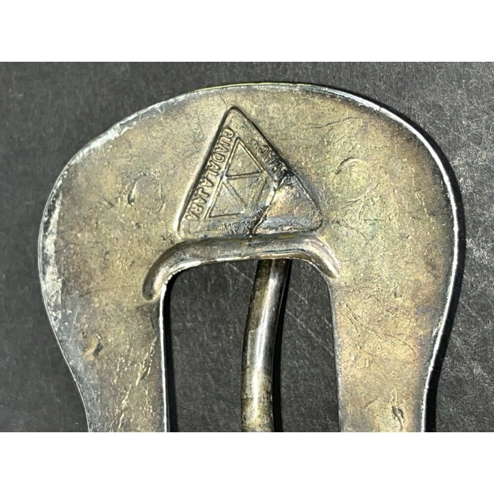 Vintage Mexican Leather Belt With Silver Decorative Buckle & Concho Sz 32 Alpaca - Picture 6 of 12